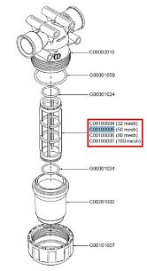 Фильтрующий элемент 50 меш, син. (замена K00101029)