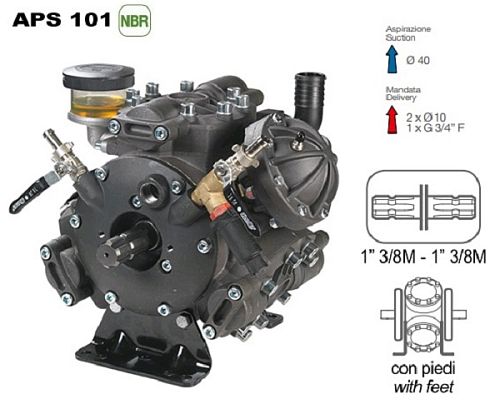Насос мембранный Comet серия APS 101 (94 л/мин; 50 бар); вал ВОМ 1"3/8                          