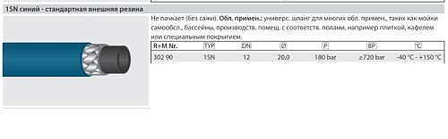 Шланг пищевой синий 1SN12, 180 бар, 150 гр. С