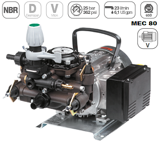 Насос мембранный Comet серия MC 20/20 (18,5 л/мин; 20 бар) с эл. двигателем MEC80 (220В)