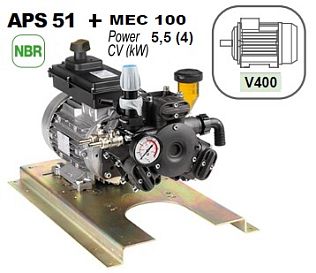 Насос мембранный Comet серия APS 51 (50,7л/мин; 40 бар) с эл. двигателем MEC100 (380В)
