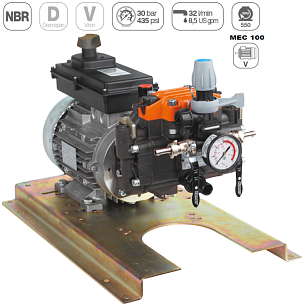 Насос мембранный Comet серия MP30 (29,2 л/мин; 30 бар) с эл. двигателем MEC100 (220В)