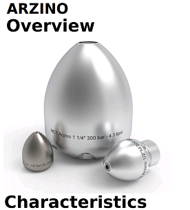 Arzino, дюза, M6x8, 6×15° (+1), 1/2" г (стальные вставки), 150/150