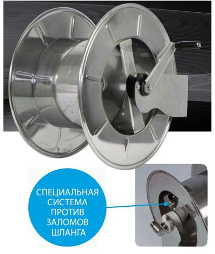 Барабан ручной для рукава 40 м.3/4" или 28 м.1" (нерж.) 1"ш.1"ш. 20 бар