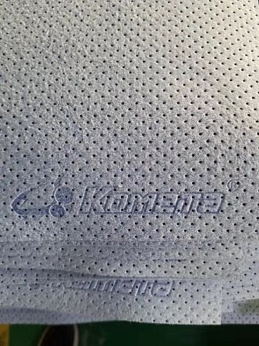Искусственная замша перфорированная голубая 40х55, 300gsm, с логотипом, в упаковке (коробка 160шт)