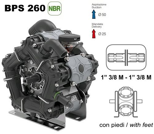 Насос мембранный Comet® серия ВPS260 (249 л/мин; 20 бар); вал ВОМ 1"3/8