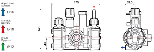 Насос мембранный Comet серия MC 8 (6,9 л/мин; 15 бар) с эл. двигателем MEC71 (220В)