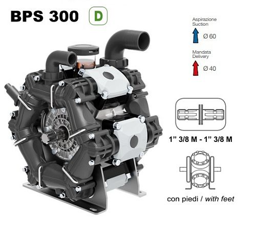 Насос мембранный Comet серия BPS300 D (295 л/мин; 20 бар); вал ВОМ 1"3/8
