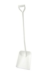 Лопата литая с длинной ручкой, эргономичная, полипропилен - 330х380х1330 мм., белый