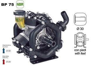 Насос мембранный Comet серия BP75 (67 л/мин; 20 бар); вал d30 гладкий/шпонка
