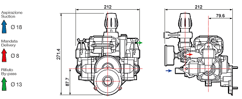 Насос мембранный Comet серия MC 20/20 (18,5 л/мин; 20 бар) с эл. двигателем MEC80 (220В)