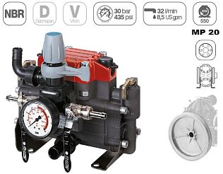 Насос мембранный Comet серия МР20 (19,5 л/мин; 30 бар) с шкивом d=247