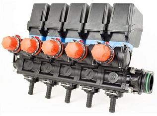 ARAG: Блок 863T5/5 секционных эл.клапанов с калибровочными коллекторами