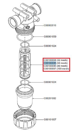 Фильтрующий элемент 50 меш, син. (замена K00101029)