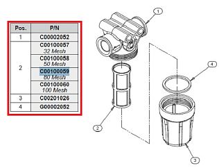 Фильтрующий элемент 80 меш, желт.