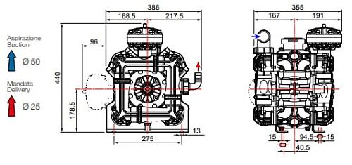 Насос мембранный Comet® серия ВPS200 D (199 л/мин; 20 бар); вал ВОМ 1"3/8