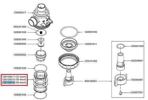Фильтрующий элемент 80 меш, желт.;